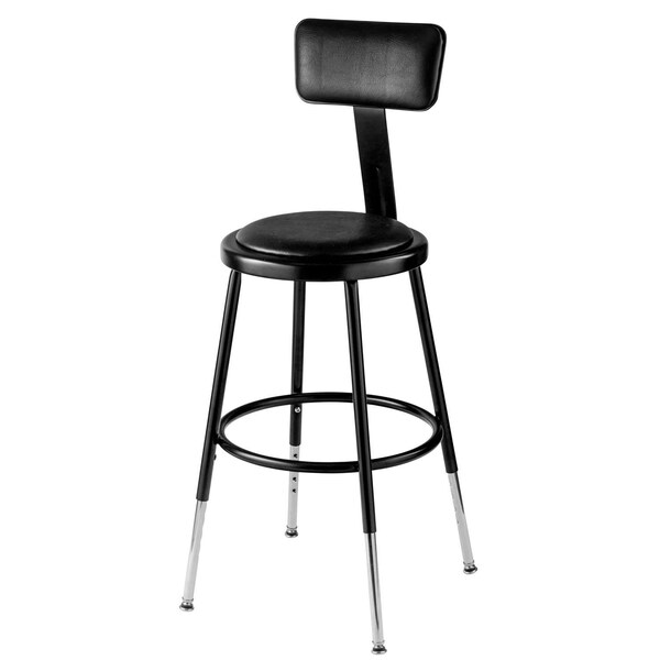 Interion By Global Industrial Interion Steel Shop Stool w/Backrest & Padded Seat, Adjustable Height 19in-27in, Black, 2PK B2217147 - main